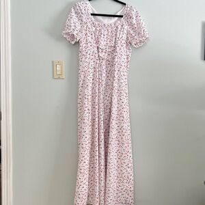 SHEIN White and Peach Floral Maxi Dress